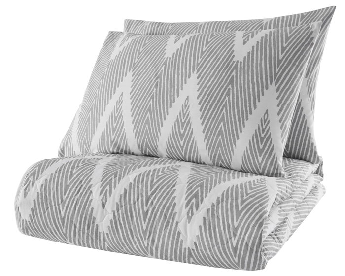 L'essentiel linge de maison Olivia - Gris y blanco, Juego de colcha doble L'essentiel linge de maison Olivia - Gris y blanco, Juego de colcha doble